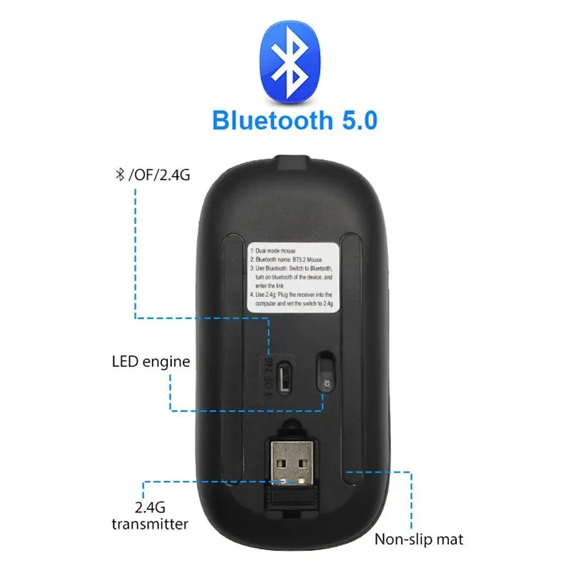 Rato sem fios - Bluetooth com retroiluminação LED - USB